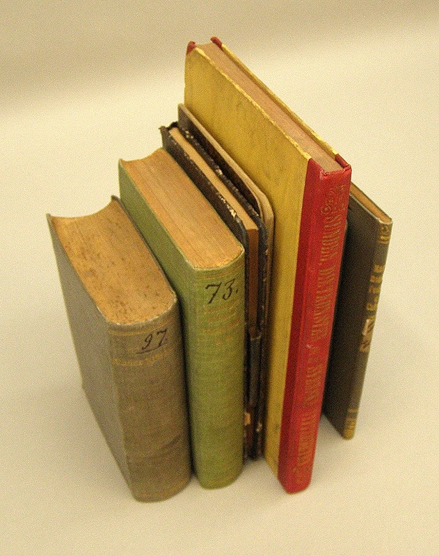Äldre böcker uppställda.