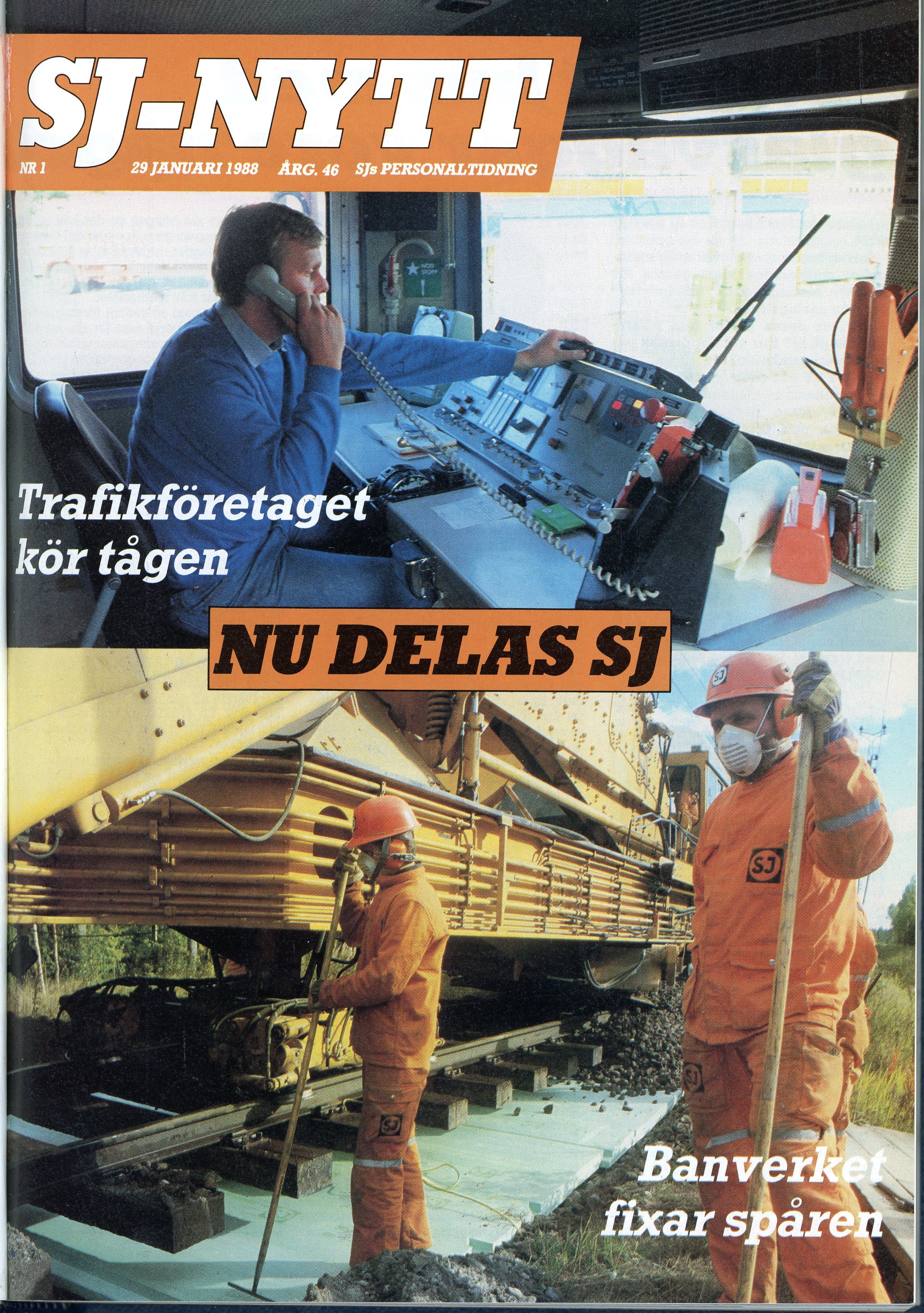Omslaget på SJ Nytt nr 1 med rubriken Nu delas SJ.